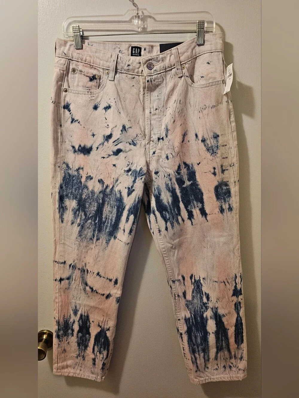 GAP Denim Tie Dye Cheeky Straight Leg Jeans Pink/Blue Women's Size 10 NWT